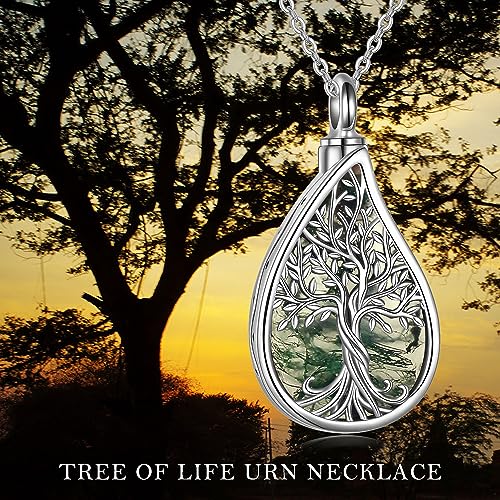 URONE Urn Necklaces for Ashes 925 Sterling Silver Abalone Shell Tree of Life Cremation Jewelry for Ashes Memory Jewelry for Women Men 6