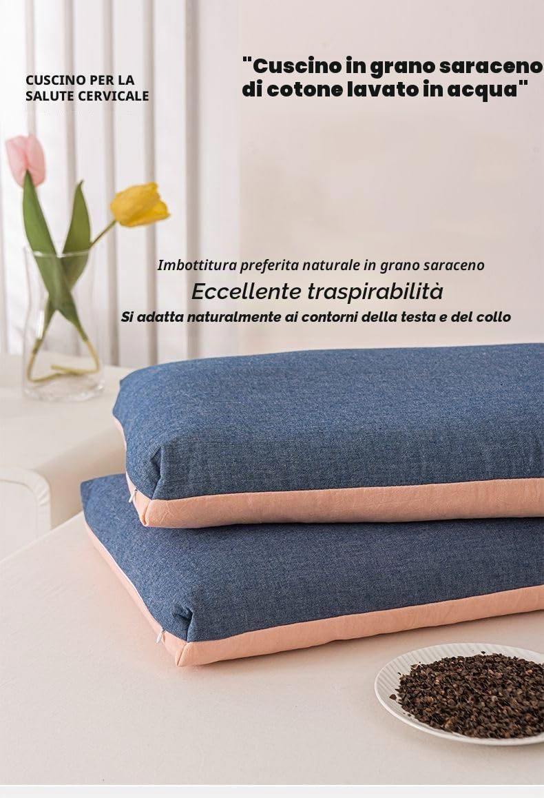 Cuscini Giapponesi in Grano Saraceno, Morbidi e Comodi Cuscini con Grano Saraceno (Blu, 58,4 x 35,6 cm)