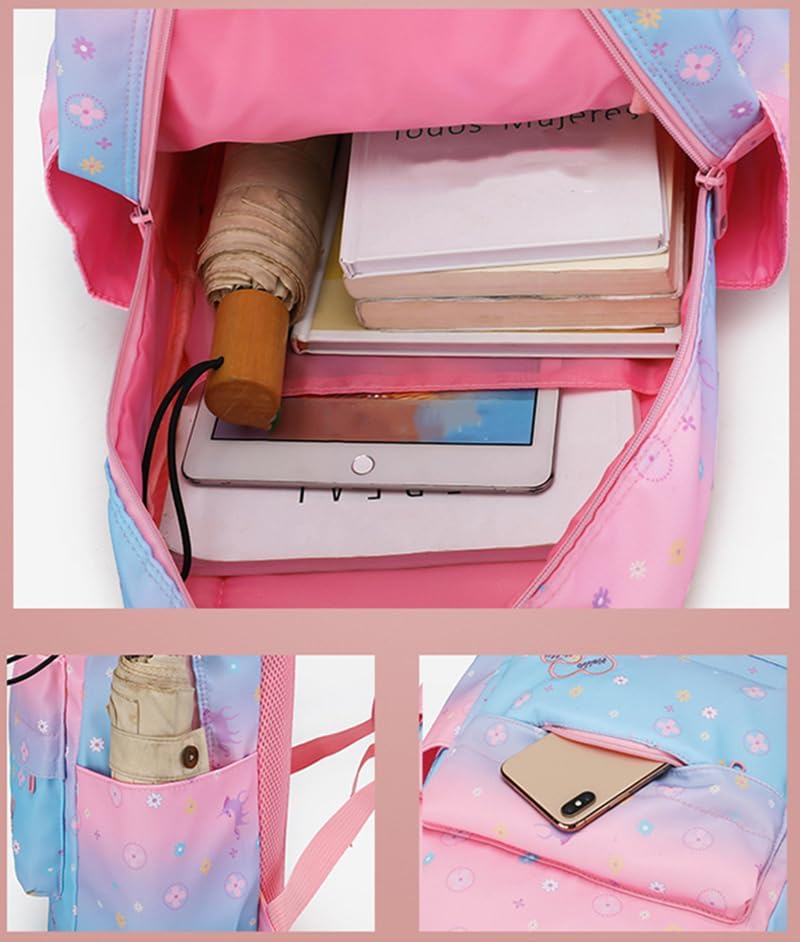 sanjimida School Backpack for Girls with Lunch Box Set, Elementary School Gradient Pattern Bag (Gradient Purple) - Image 4