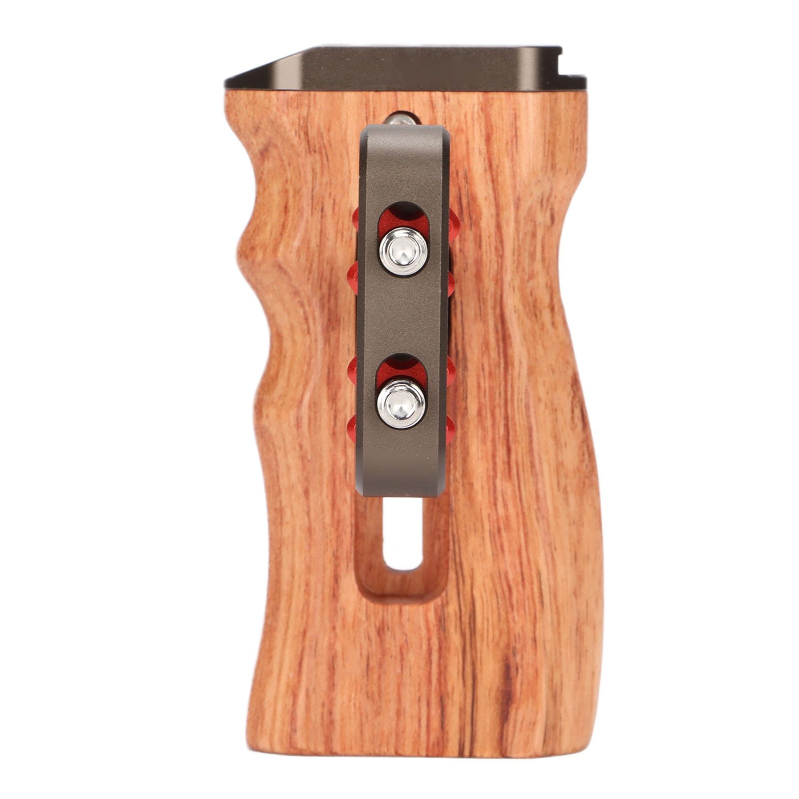 Impugnatura laterale universale in legno, manico in legno naturale brasiliano per fotocamera DSLR, impugnatura ergonomica regolabile con slitta fredda e foro filettato da 1/4 di pollice per microfoni