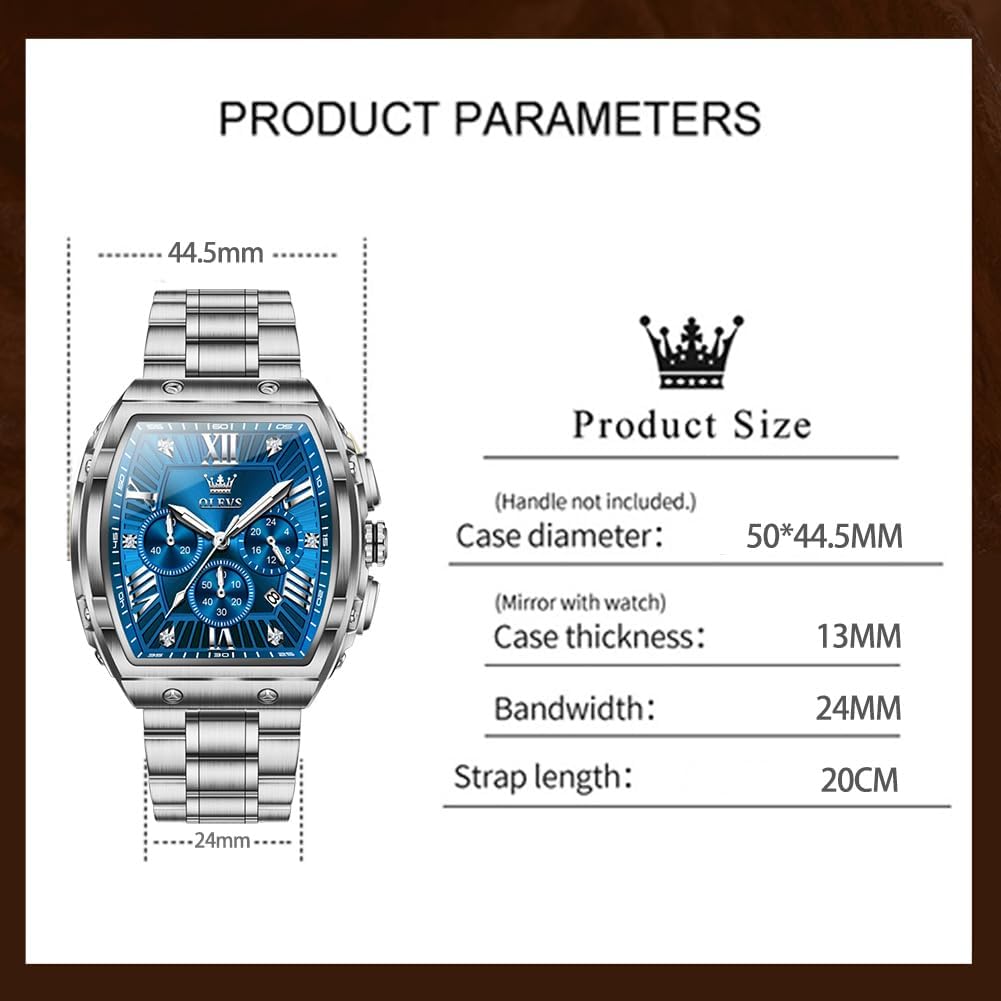 OLEVS Watches for Men Luxury Big Face Stainless Steel Mens Watches Classic Waterproof Analog Quartz Men's Wrist Watch with Date Multifunction Chronograph Dress Watch for Men Relojes para Hombres - Image 5