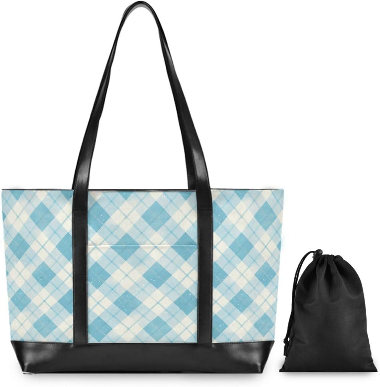Turquoise Plaid Checkred Modern Computer Cases for Laptops with Zipper Tote for Teacher with Tablet bolsa para computadora portatil mujer