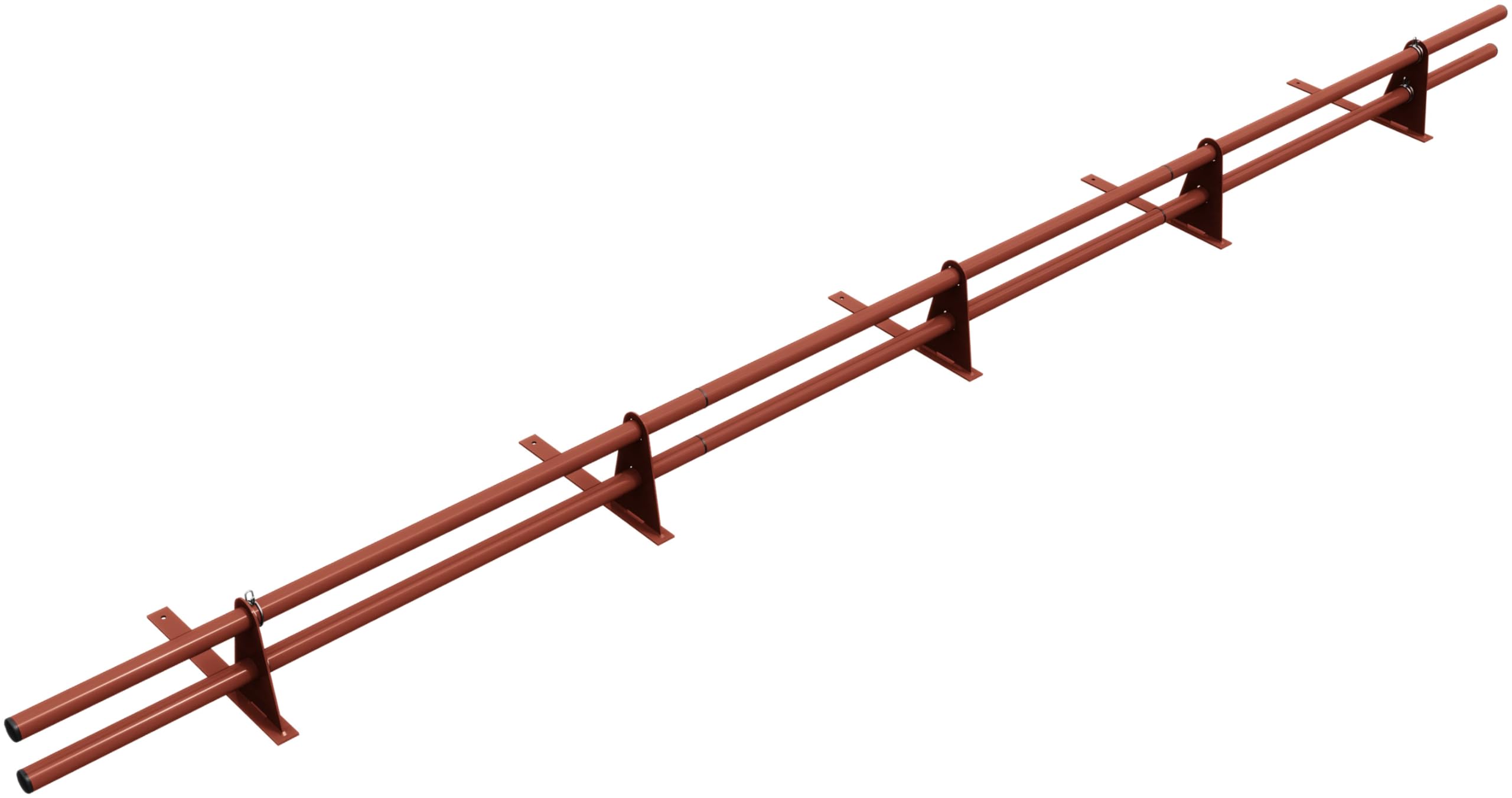 Parotec PARE-NEIGE Kit Tubulaire Complet 3,0 m (300 cm) - Pour bac acier, bitume & shingles – pare-neige/système antineige - 2 tubes, 5 supports - 10 couleurs - RAL 8004 Rouge tuile (terre cuite)