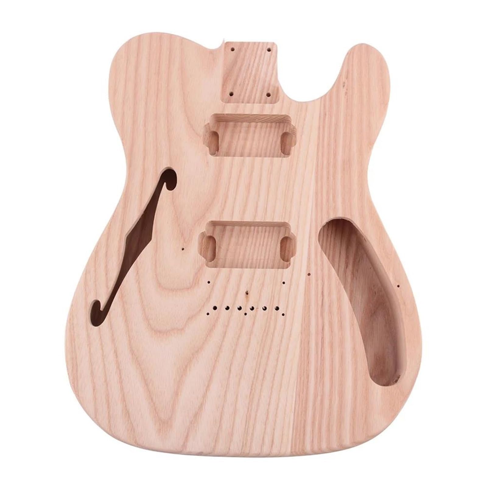 Unfinished Guitar Body DIY Electric Guitar Kits Single F Hole Ash Body Maple Neck And Fingerboard Dot Inlay With All Hardware