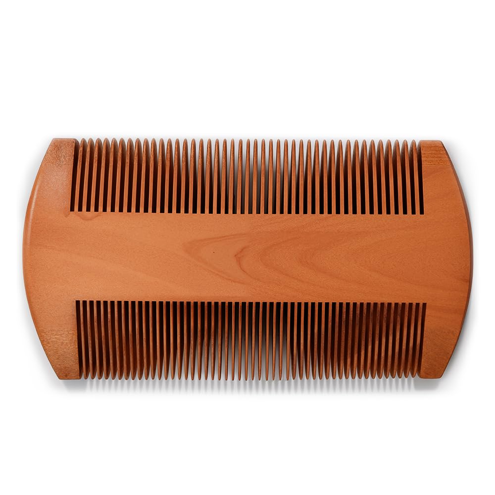 Sandalwood Beard Comb for Men - Pocket Size Wooden Beard Comb, Fine & Wide Teeth, Natural Premium Grooming Tool for Beards and Mustaches