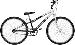 Bicicleta de Passeio Ultra Bikes Esporte Bicolor Rebaixada Aro 26 Reforçada Freio V-Brake Sem Marcha Preto/Branco