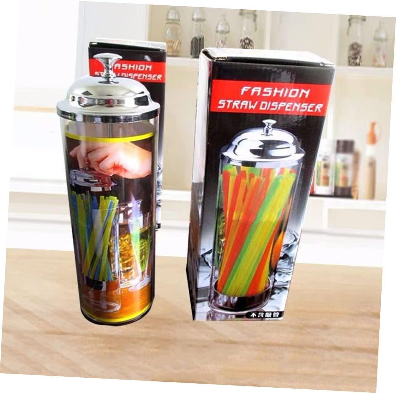 Plastic Straw Dispenser Holder for Kitchen or Makeup Brush Storage
