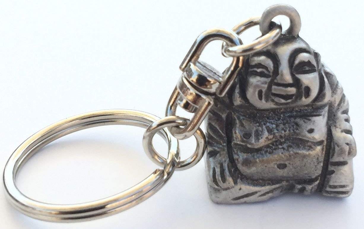 Emblems-gifts Buddha Handmade Pewter Keyring + Badge + Organza Bag KR845
