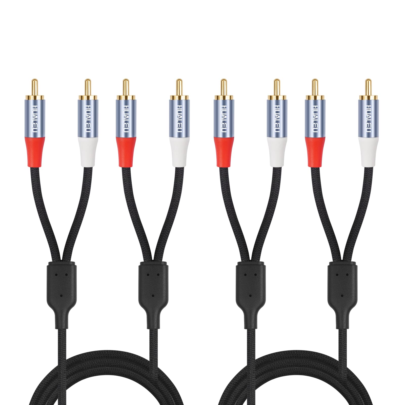 Confezione da 2 cavi audio stereo RCA M/M, placcati in oro da 2 RCA maschio a 2 RCA maschio con guscio in alluminio, cavo audio ausiliario, 1,8 m