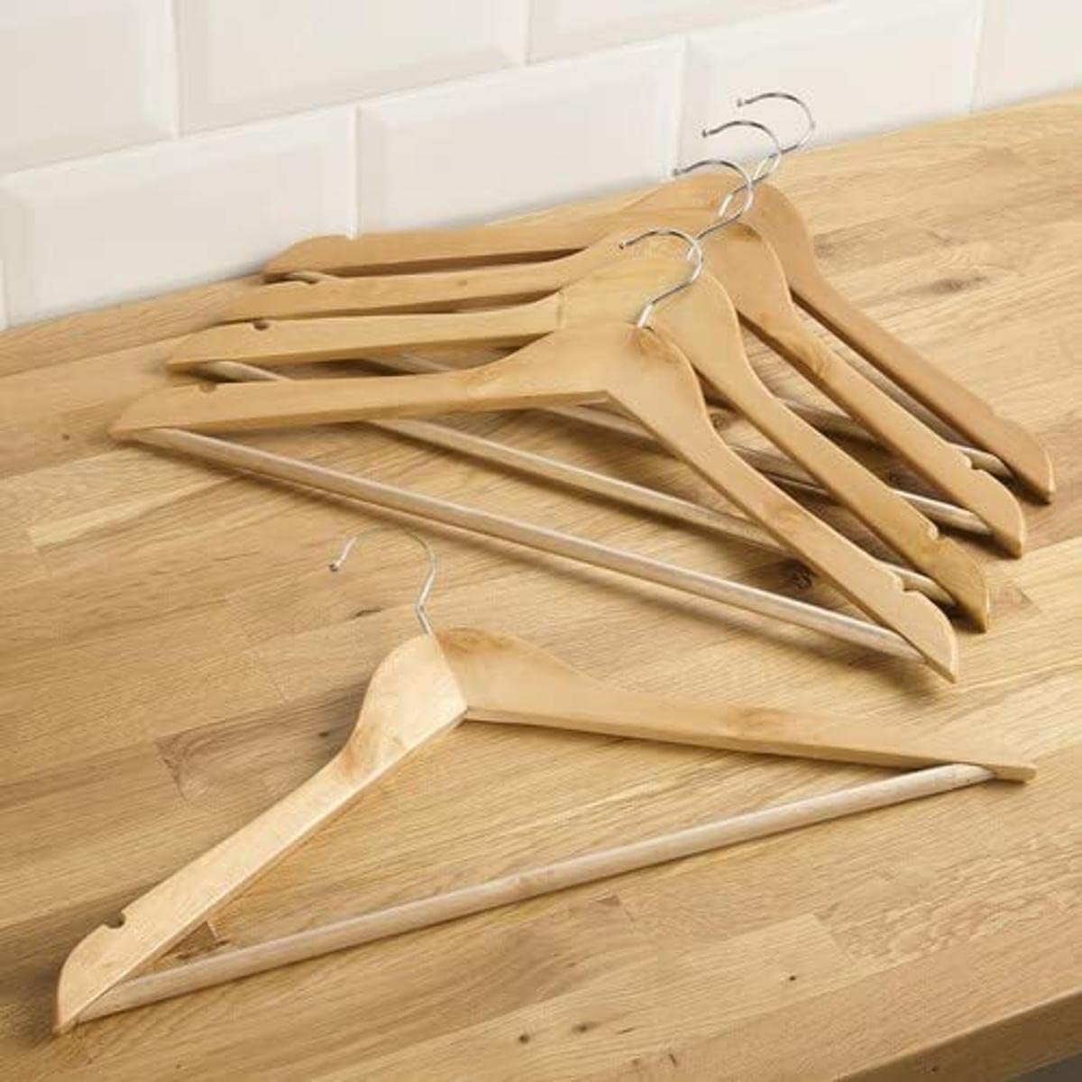 Morrisons Wooden Coat Hangers 5 Pack Amazon.co.uk Home & Kitchen