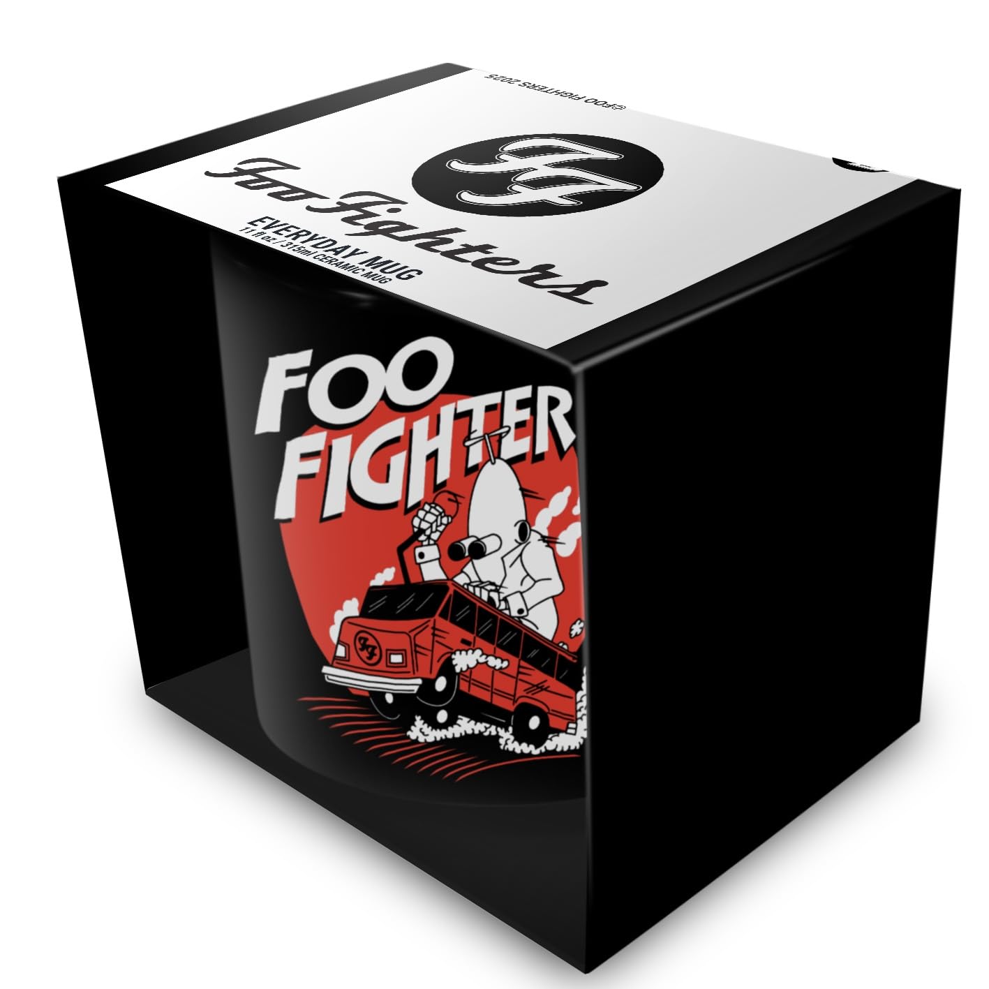 Foo Fighters (Bus Black Mug, 315ml / 11oz Ceramic Cup, Official Licensed Rock Band Merchandise, Premium Drinkware Gift for Music Fans & Collectors