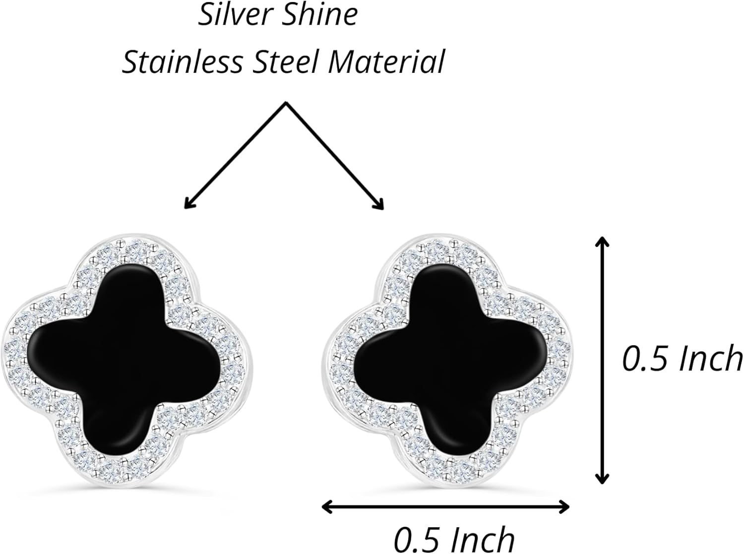 Clover Crystal Earrings for Women | 18K Gold Plated Lucky 4 Leaf Ear Studs | Four Leaf Cubic Zirconia Jewelry for Her - Image 5