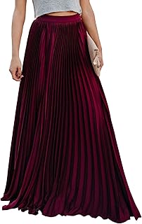 Women's High Waist Flowy Pleated Chiffon Maxi Skirt