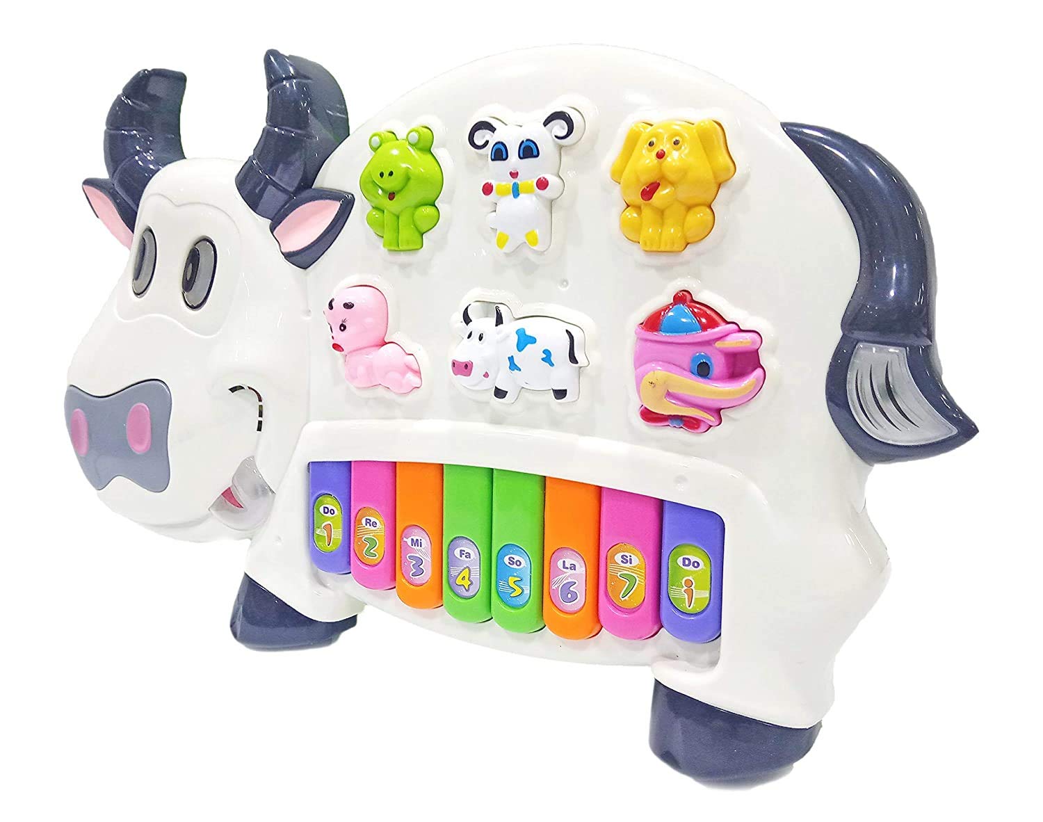 Rk Toys Happy Cow Musical Piano with Music, Animal Sounds and Flashing Lights Toy for Kids, White (B0895LKRM9) Amazon Price History, Amazon Price Tracker
