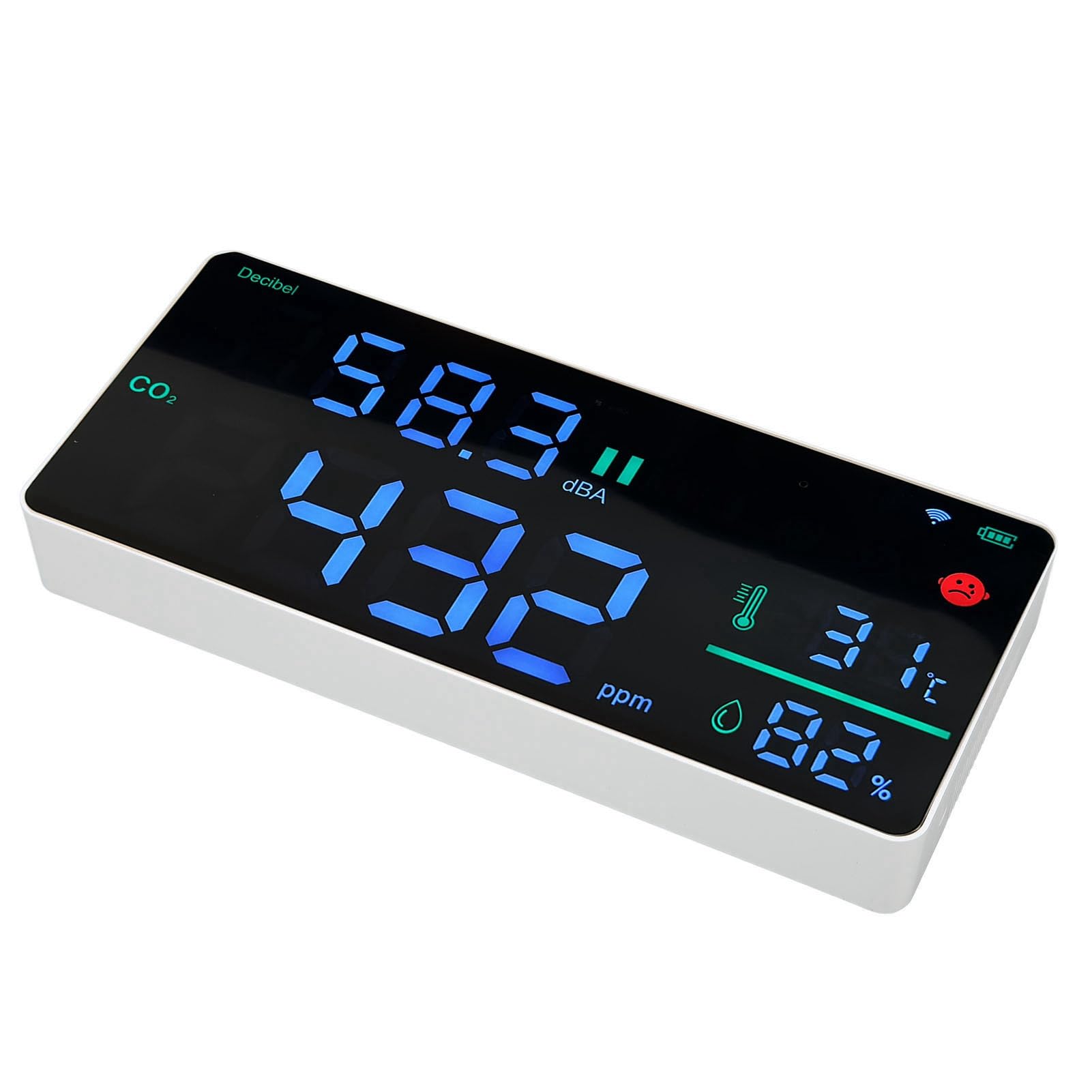 FTVOGUE Monitor de CO2 11 en 1, Medidor de Nivel de Sonido Digital, Termómetro, Higrómetro con Alarma de Zumbador y WiFi para el Hogar, Oficina y Escuela