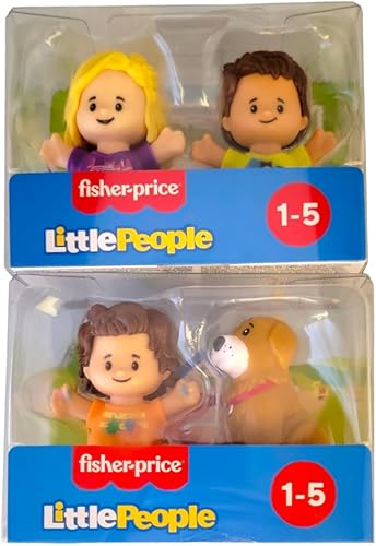 Fisher-Price Little People Toddler Toys Pair of Figure Packs with 2 Characters Each Including Dog (4 Figures Total)