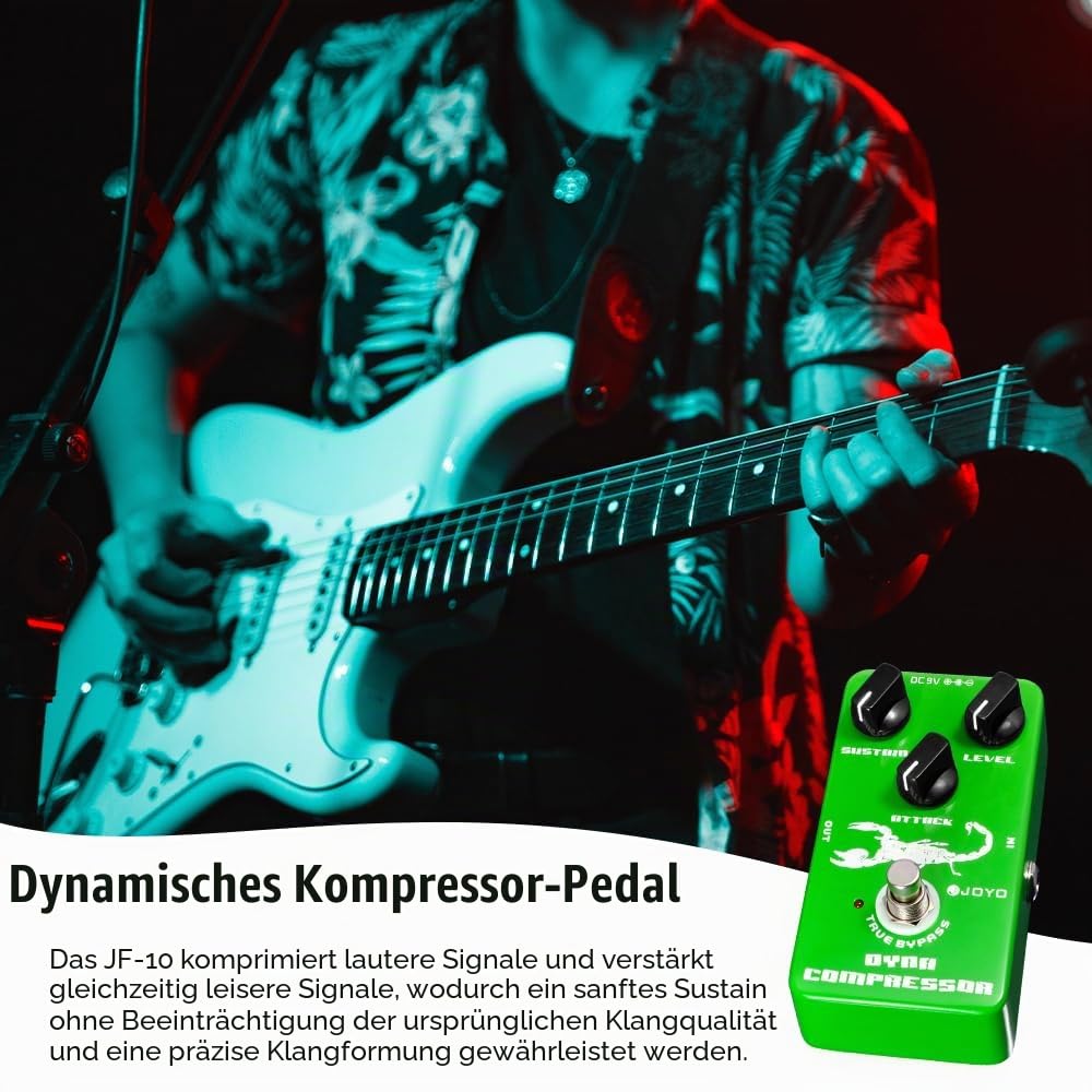 JOYO Dynamic Compressor Pedal Low Noise Nachbau des Klassischen Ross Kompressors für Gitarre und Bass (JF-10)