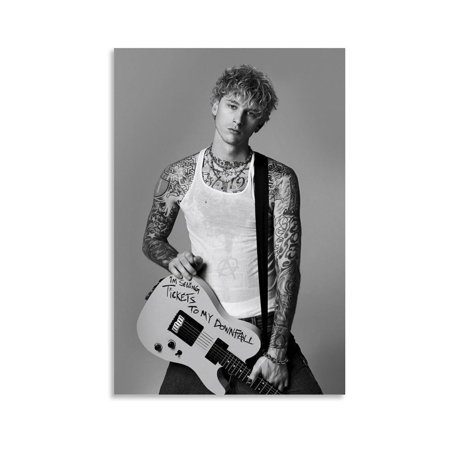 WHBAQ Machine Gun Kelly Poster Rapper Poster Canva Colourfast Wall Art Decorative Painting for Living Room Bedroom Home Decor 16x24inch(40x60cm) Unframe-style