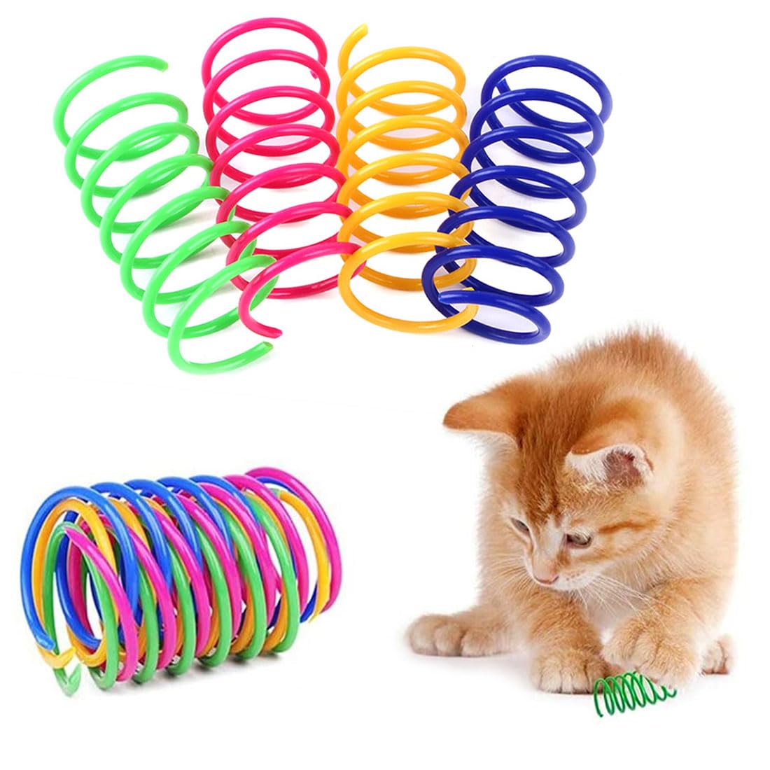 KGDUYC Juguetes Primavera para Gatos - 24Pcs Muelle en Espiral para Gato, Colorido Juguete Muelle para Gato Interactivos, para Mascotas, Entrenar con Saltos