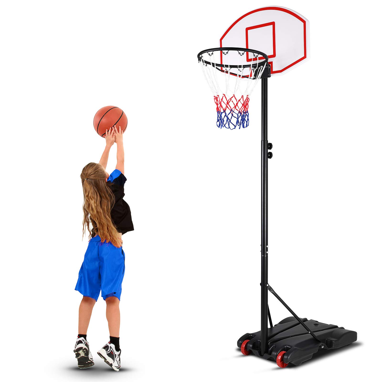 Canasta de Baloncesto Móvil Soporte Ruedas Altura Ajustable 179-210cm Aro de Básquet Deporte Aire Libre