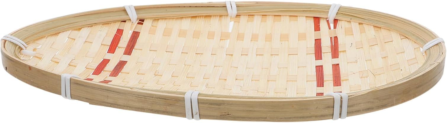 VORCOOL ラタン手編みフルーツバスケット フラットパン収納トレイ キッチンカウンター用食器とサーブウェア 家庭用整理収納用