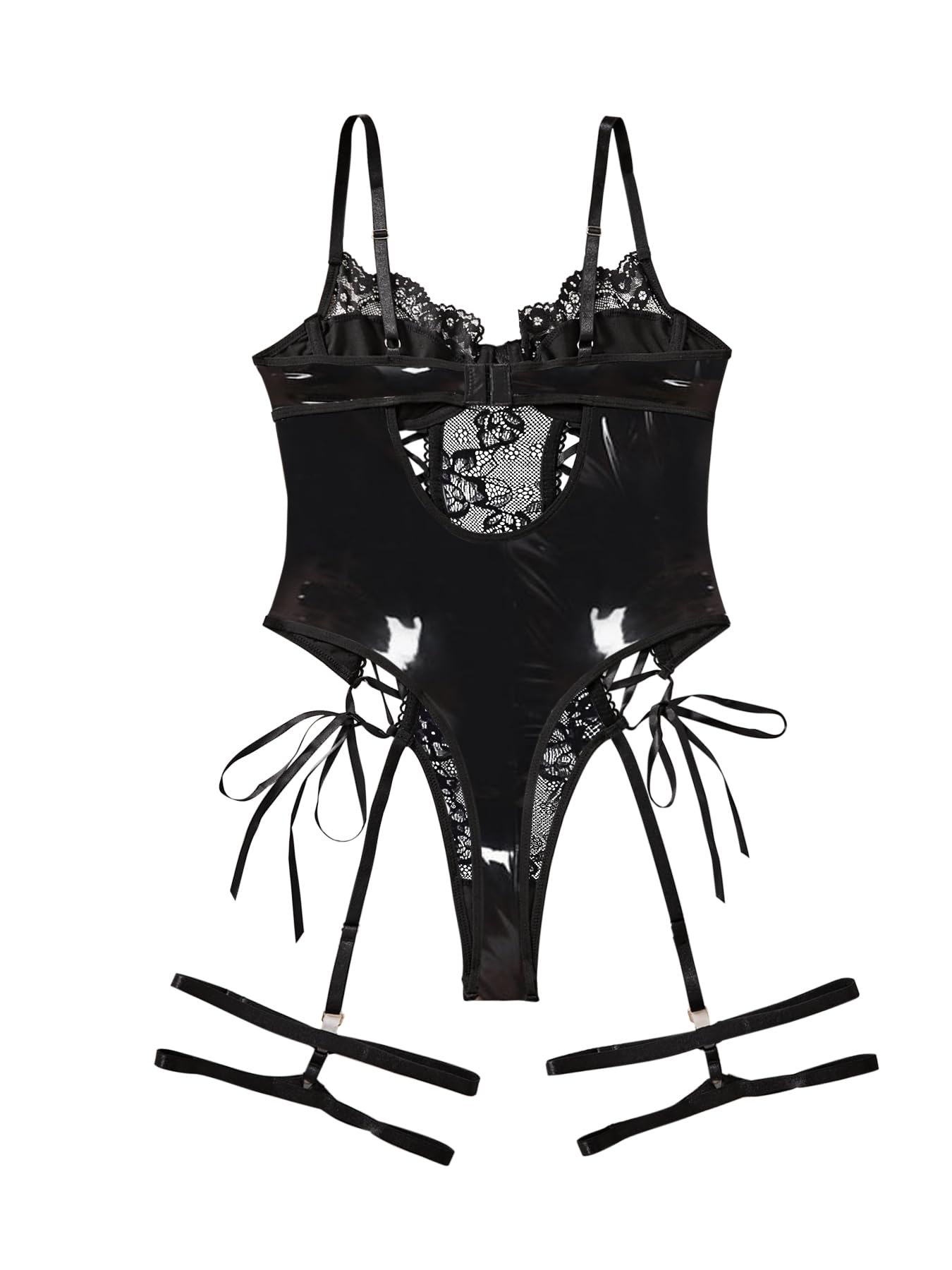 Lilosy Sexy Lace Up Floral Garter Underwire Teddy Bodysuit Lingerie Belt Women Top One Piece