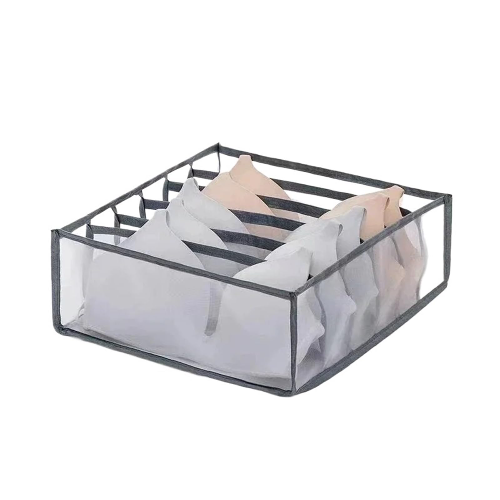 Fjoadnvm 1Pcs-Gray 6Grid Drawer Dividers Underwear Drawer Organizer Storage Box Gruds Foldable Closet Organizers Trancparent Mesh Divider For Underpants Socks Bra(1Pcs-Gray 6Grid)