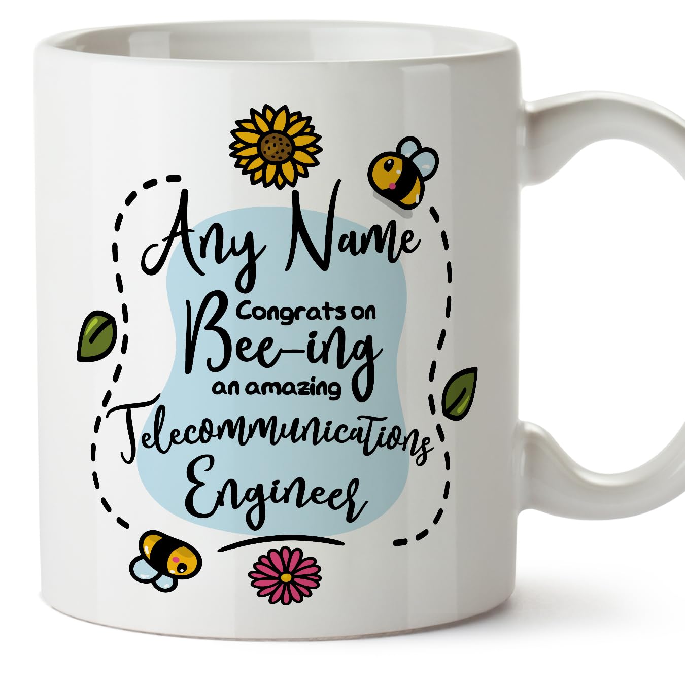 MUGFFINS Personalised Mug for Telecommunications Engineer - in English - Thanks for Beeing - Funny Custom Gift for Colleagues - Ceramic 11oz Mug