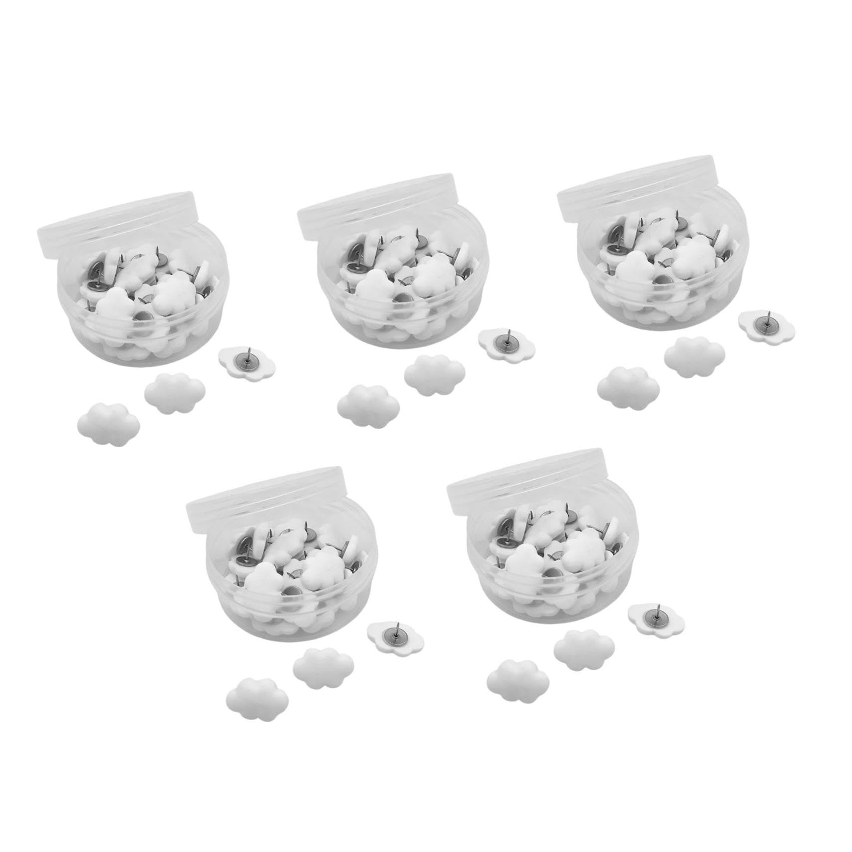 HOMSFOU 5 Sätze Tragbare Stecknadel Für Farbig Korkboard Creme Planke Stifte Mini-stöpsel Reißnägel Schieben Pinnwand Reißnägel Cartoon-stecknadeln Metall Weiß 30 Stück * 5