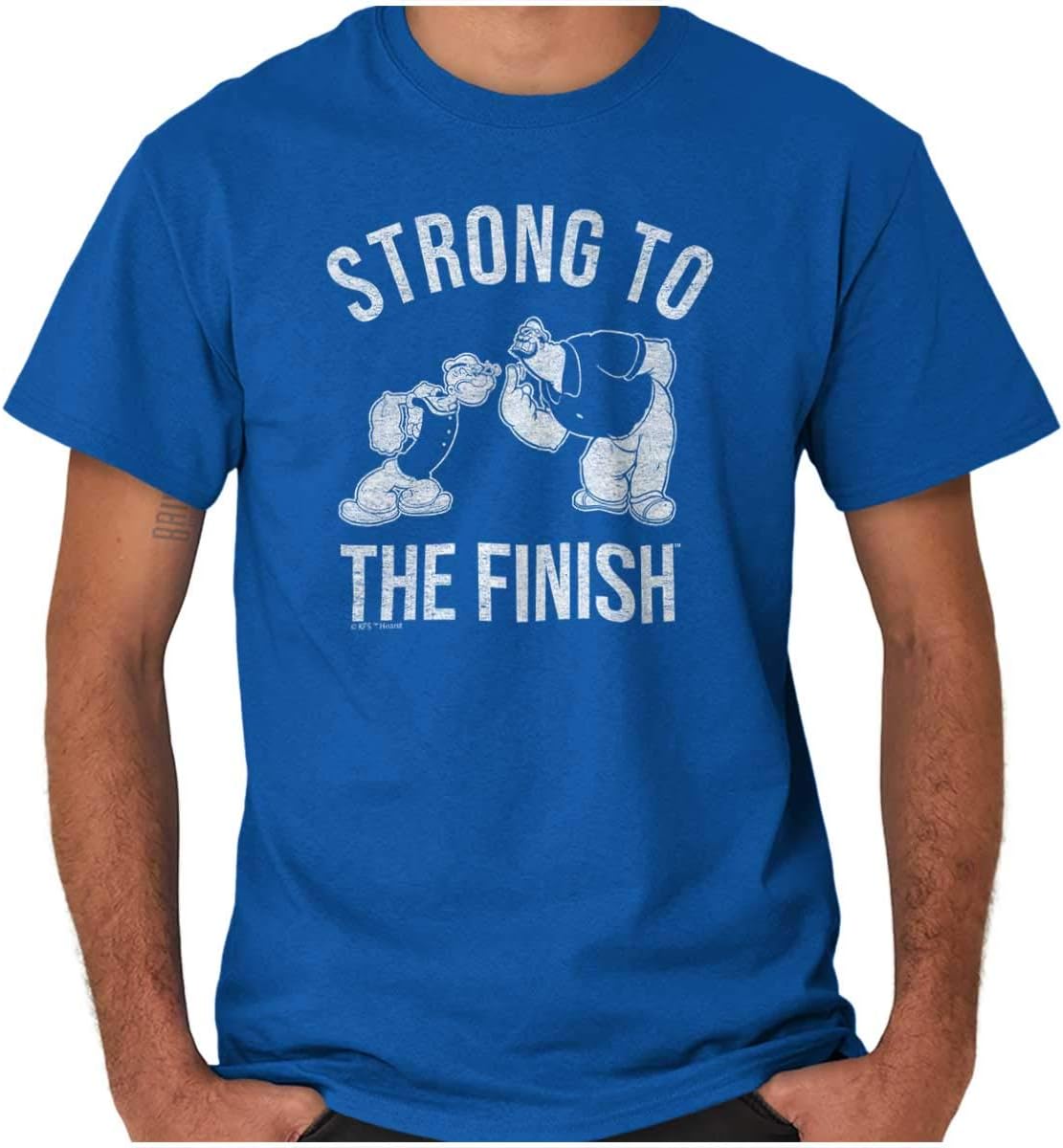 Brisco Brands Strong to The Finish Popeye Bluto Mens Graphic T Shirt Tees