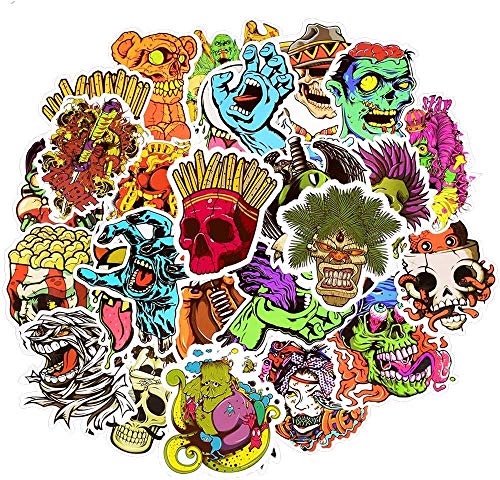 100Pcs wasserdichte Vinyl Horror Aufkleber Laptop Sticker Pack für Laptop Ipad Auto Gepäck Wasserflasche Helm (Punk-Stil)