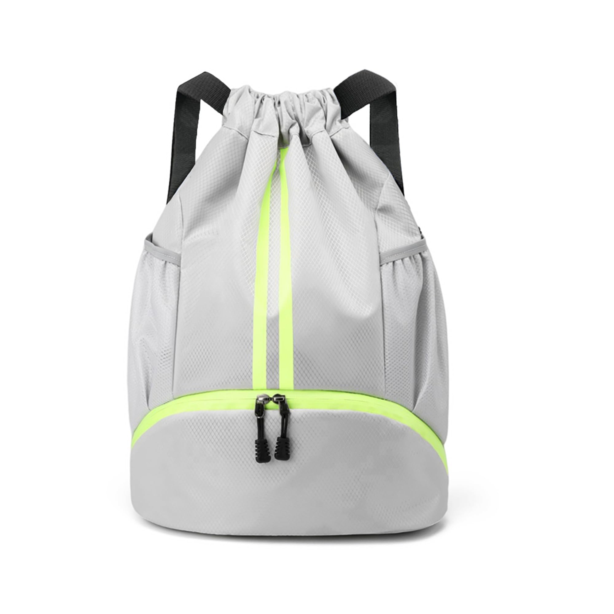 JELUTAR Drawstring Backpack Gym Bag with Shoes Compartment, Grey