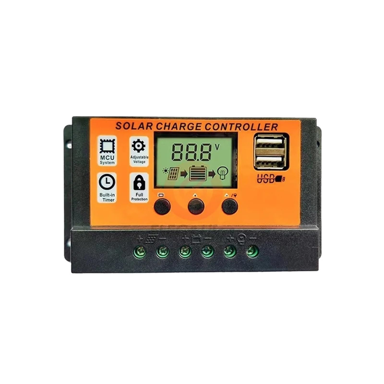 Solar Charge Controller, 100A Solar Charge Controller Panel 12V/24V Adjustable LCD Display Battery Regulator With USB Port(70A)