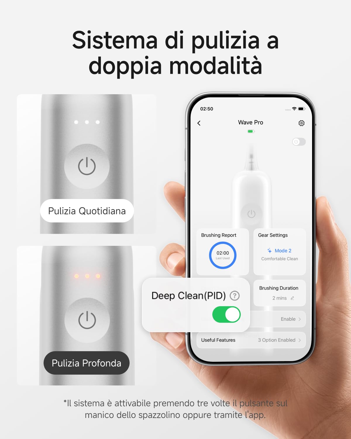 Laifen Wave Pro Spazzolino Elettrico Sonico per Adulti – Spazzolino Sonico con Oscillazioni a 60°, App Intelligente, Batteria da 70 Giorni, 2 Testine, Impermeabile IPX8 (Alluminio Argento)