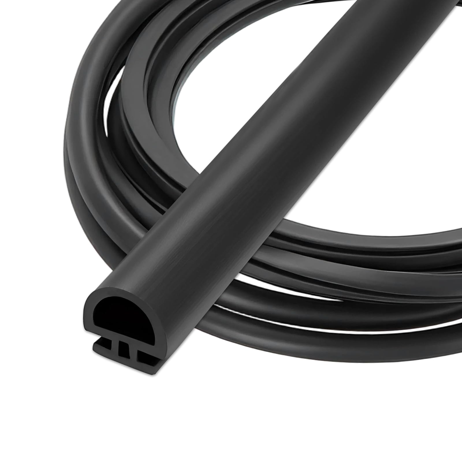 PATIKIL Weather Stripping Door Seal, (8.5mm Wide D-Shape for 5mm Slot, 3 m, Black), PVC Window Weatherstrip D-Shape Seal Strip Gasket Gap Sealer Filler, Fits Door/Window Gaps