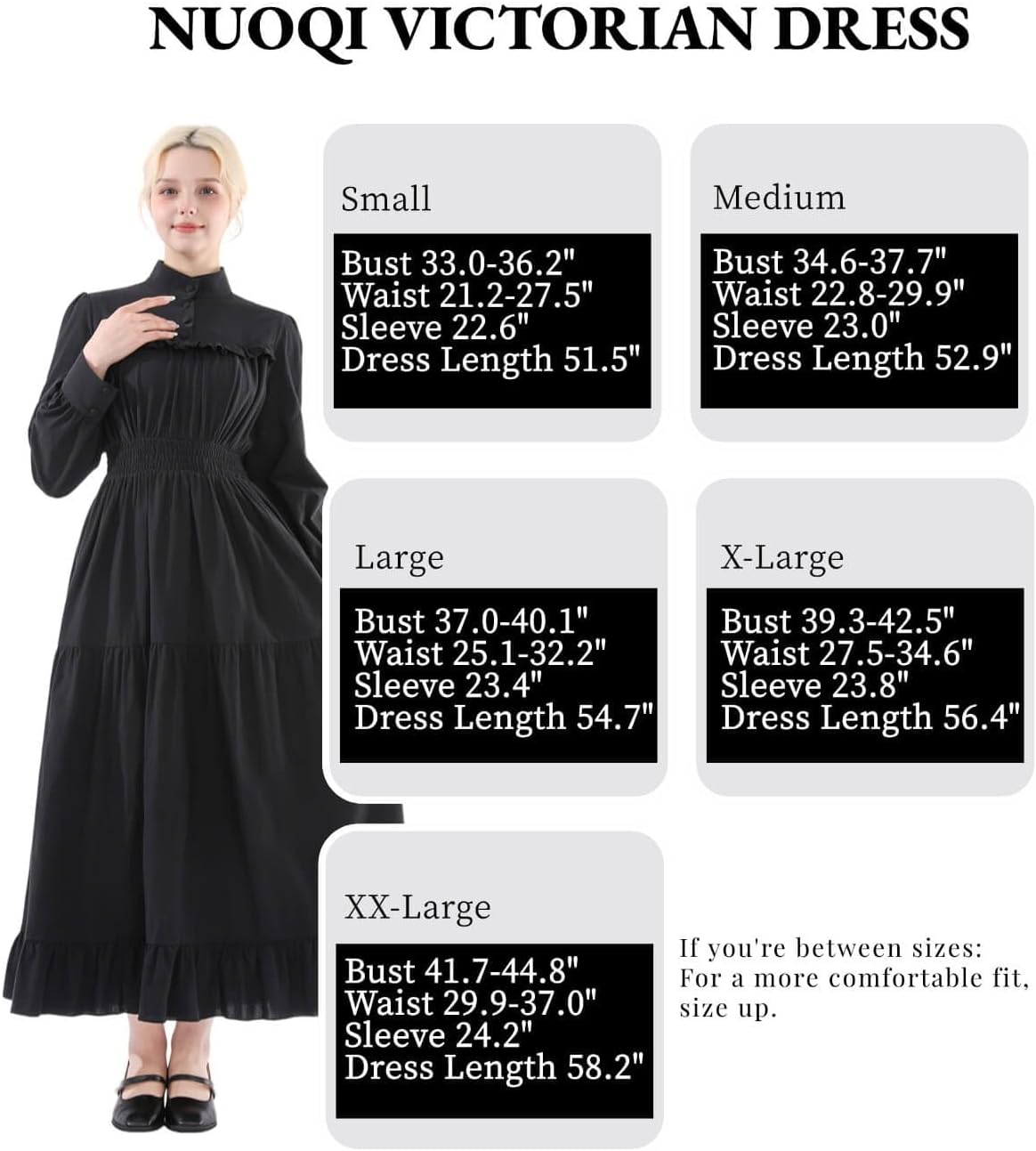 Nuoqi Victorian Dress for Women Long Sleeve Edwardian Dress Renaissance Costume - Image 4