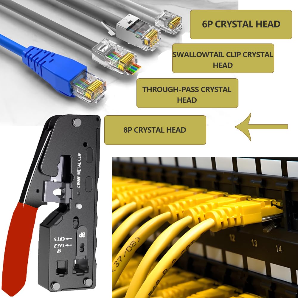 MAYLINE RJ45 Cerclage pour Câbles Réseau Outils Kit Professionnel CAT7 Pince à Sertir RJ45, RJ12 RJ11 CAT5 CAT6 Entretien du Kit LAN Testeur de Câble Réparation (Rouge)