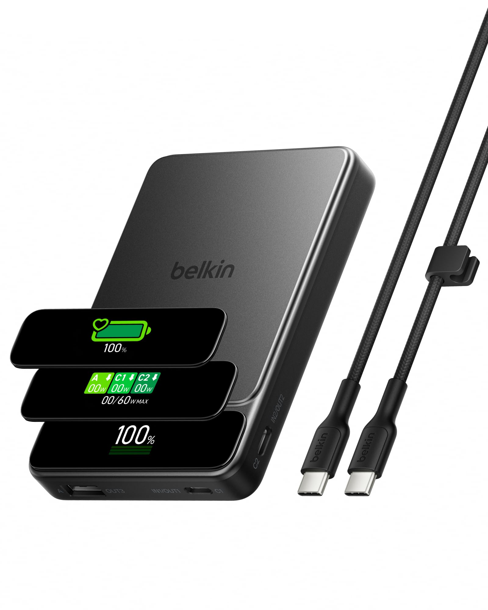 Belkin UltraCharge Pro Power Bank 10000mAh, 60W, Schnellladen mit USB-C