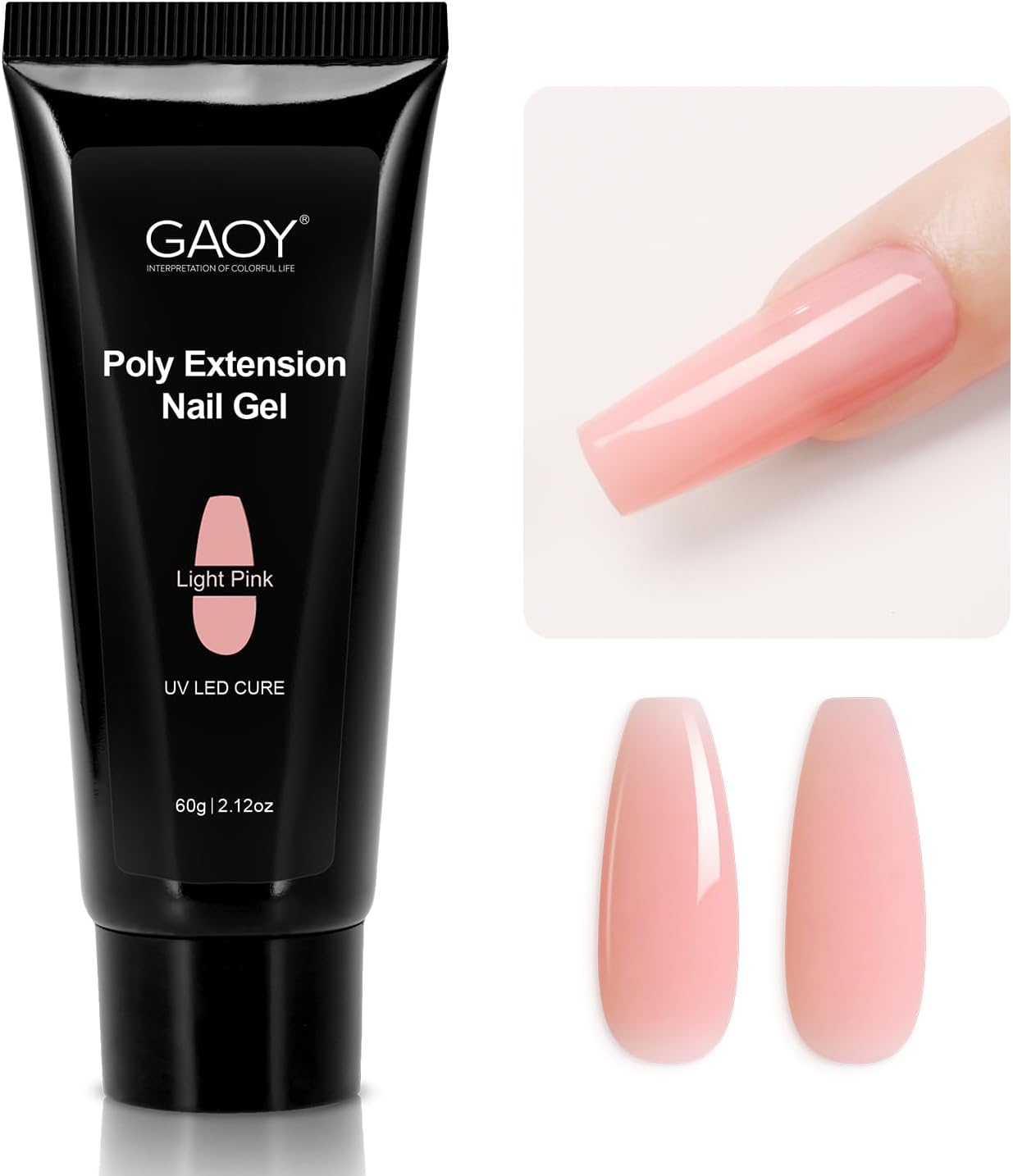 Poly Gel, 60g Nail Extension Gel, Light Pink Builder Enhancement for Beginner & Professional Nail Art Salon DIY at Home