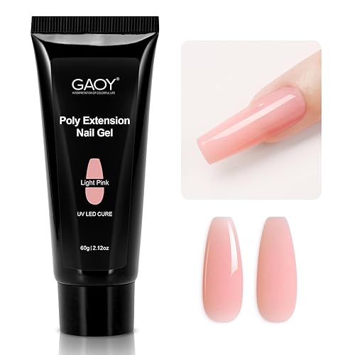 Miniatura 1 de GAOY Gel de polietileno, gel de extensión de uñas de 2.16 oz, gel constructor de uñas rosa claro para principiantes y profesionales de arte de uñas,
