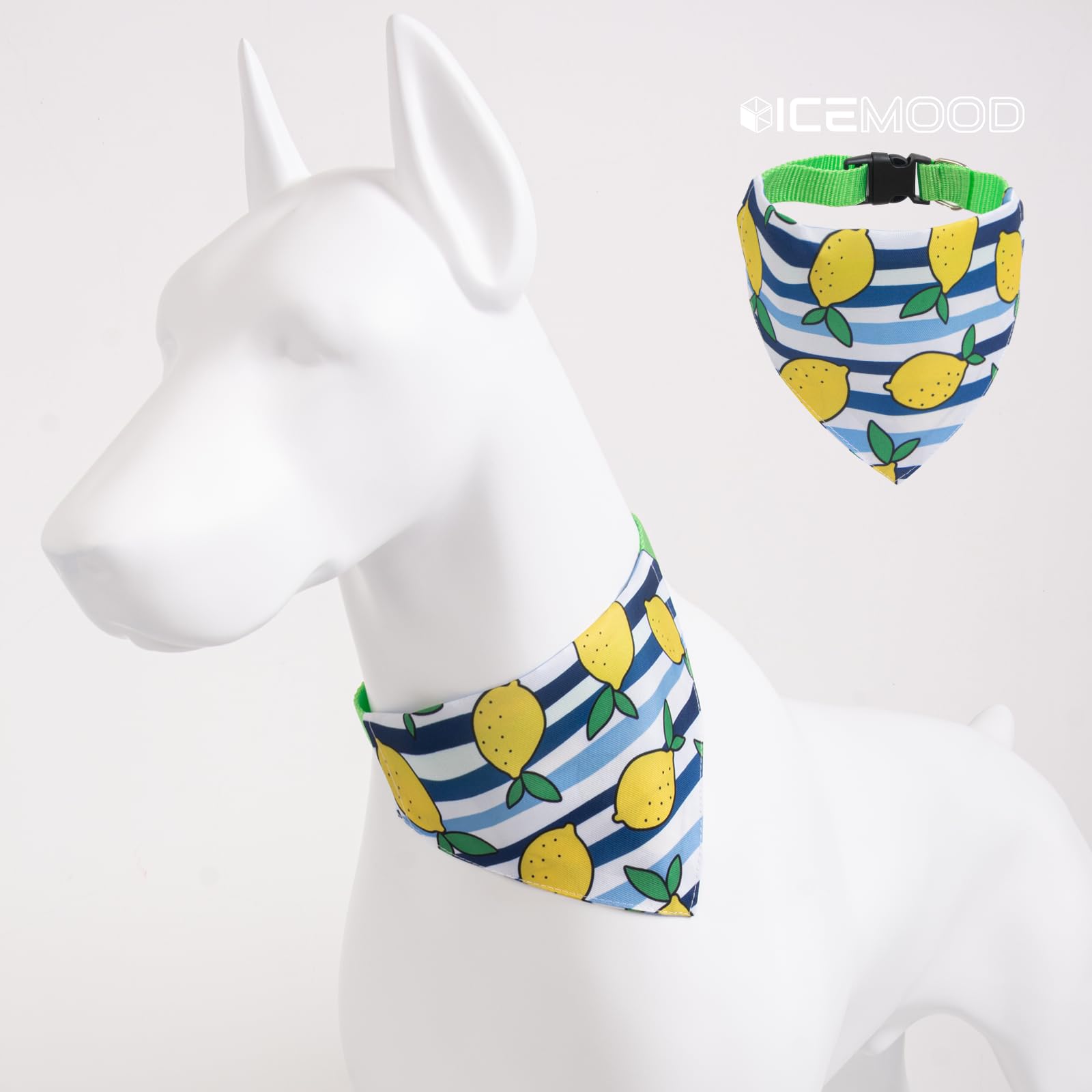 ICEMOOD Novelty Printed Dog Bandana Slip Over Collar - Adjustable Cute Puppy Pet Scarf, Mango Stripe, Medium - Image 4