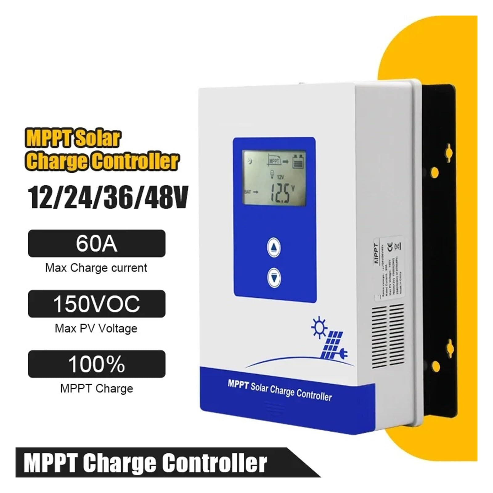 Kontroler ładowania słonecznego, MPPT 60A Regulator Ładowania Słonecznego 12V/24V/36V/48V Auto Do Maks. PV 190VDC Kontroler Rozładowania Akumulatora Litowo-kwasowego Ołowiowego