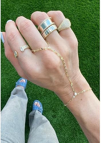 Miniatura 4 de Pulsera de Mano Cadena Anillo de Mano Cadena de Mano Delicada Anillo de Dedo Pulsera Esclava Zircón Joyería de Mano Regalos para Mujeres Rellenos de