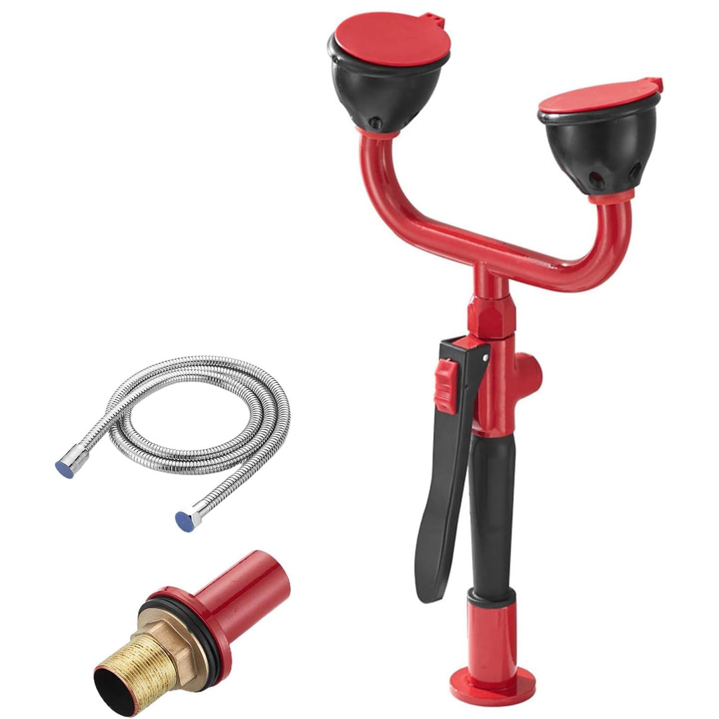 McbeAn Eyewash Spray Head, Extendable Eye Wash Station with Dust Cover and 1.5m Hose, Eye Wash Unit, Sink Eye Wash Shower, Emergency Safety Double Spray Head Eye Wash, for Lab and Industrial Use