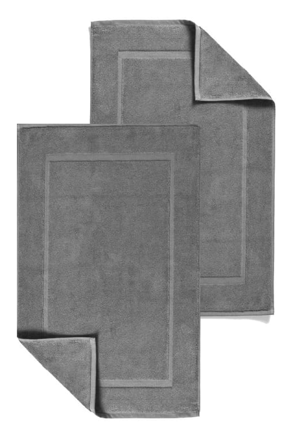 Textile Do 2 Piece Cotton Bath Mats Terry Toweling Bathroom Rugs 1000 GSM Super Soft and Absorbent Floor Mat, Bathroom Shower Mat Set (Cotton, Charcoal Grey)