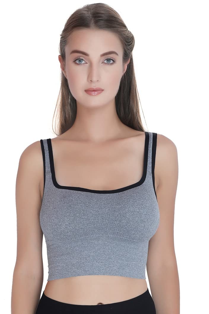 GLAMROOTWomen's Padded Longline Sports Bra For Yoga,Gym, Workout