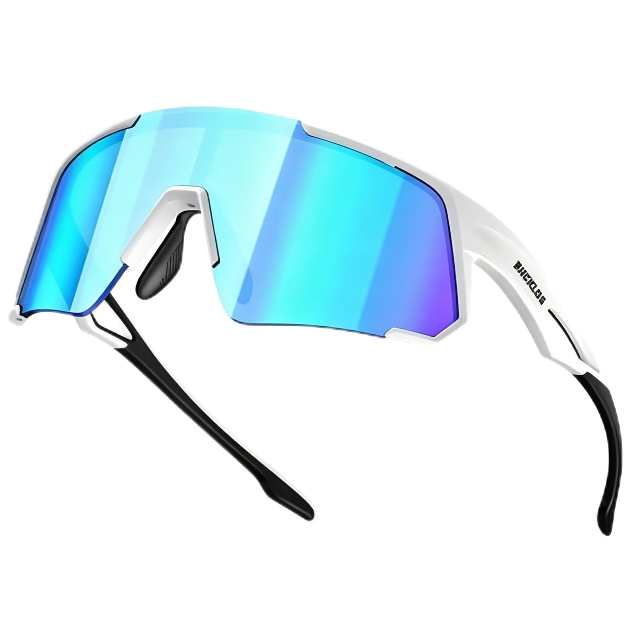 AEYINO Polarized Cycling Sunglasses for Men Women Sports Sunglasses 400UV Protection Glasses for Running Cycling Hiking Baseball Golf Fishing (white-blue) — image 1