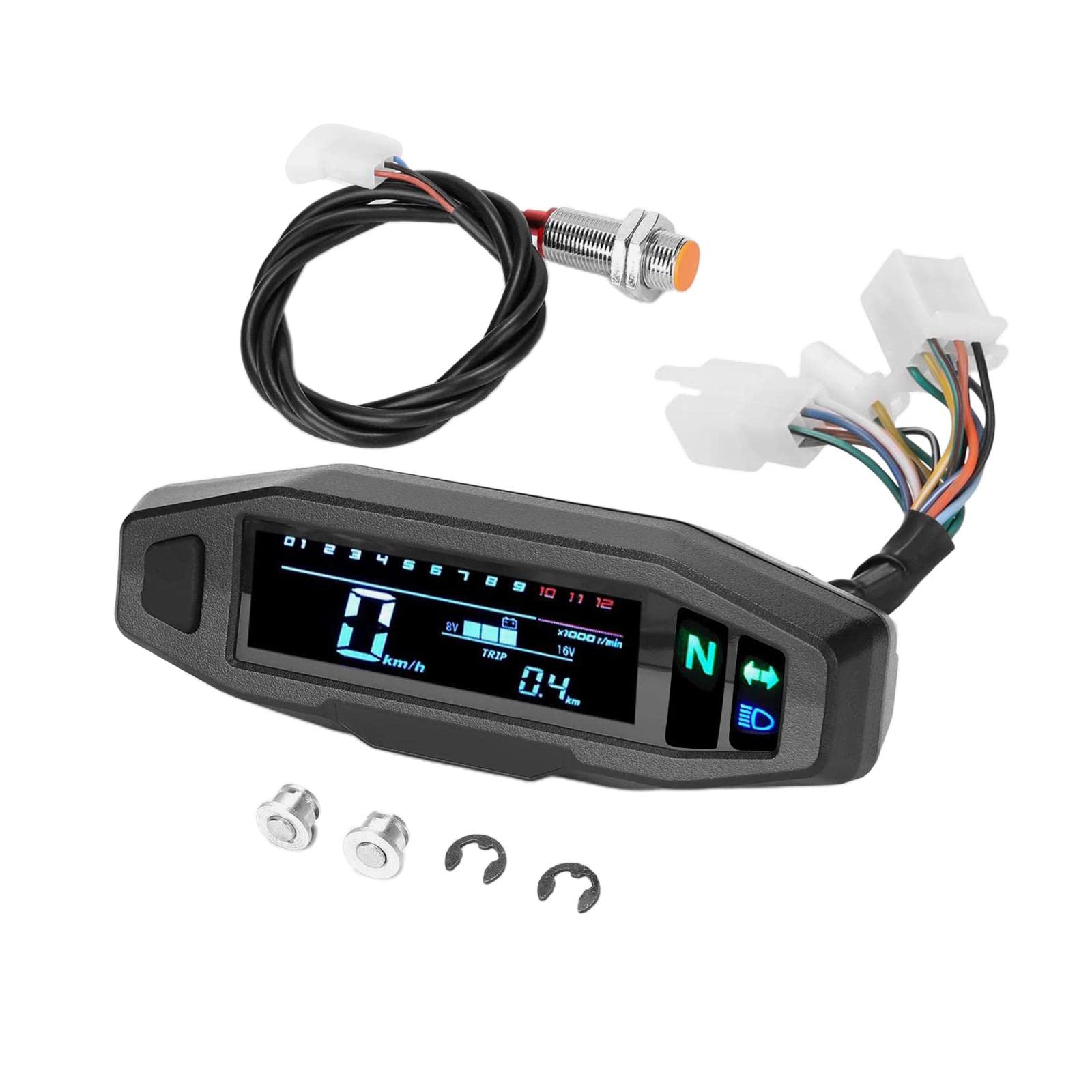 Generic Motorcycle Meter Tachometer Spare Parts with Backlight Electric Accessories | 1 Piece LCD Meter 1 Piece Sensing Wire 2 Pieces Fixing Screws-image-43