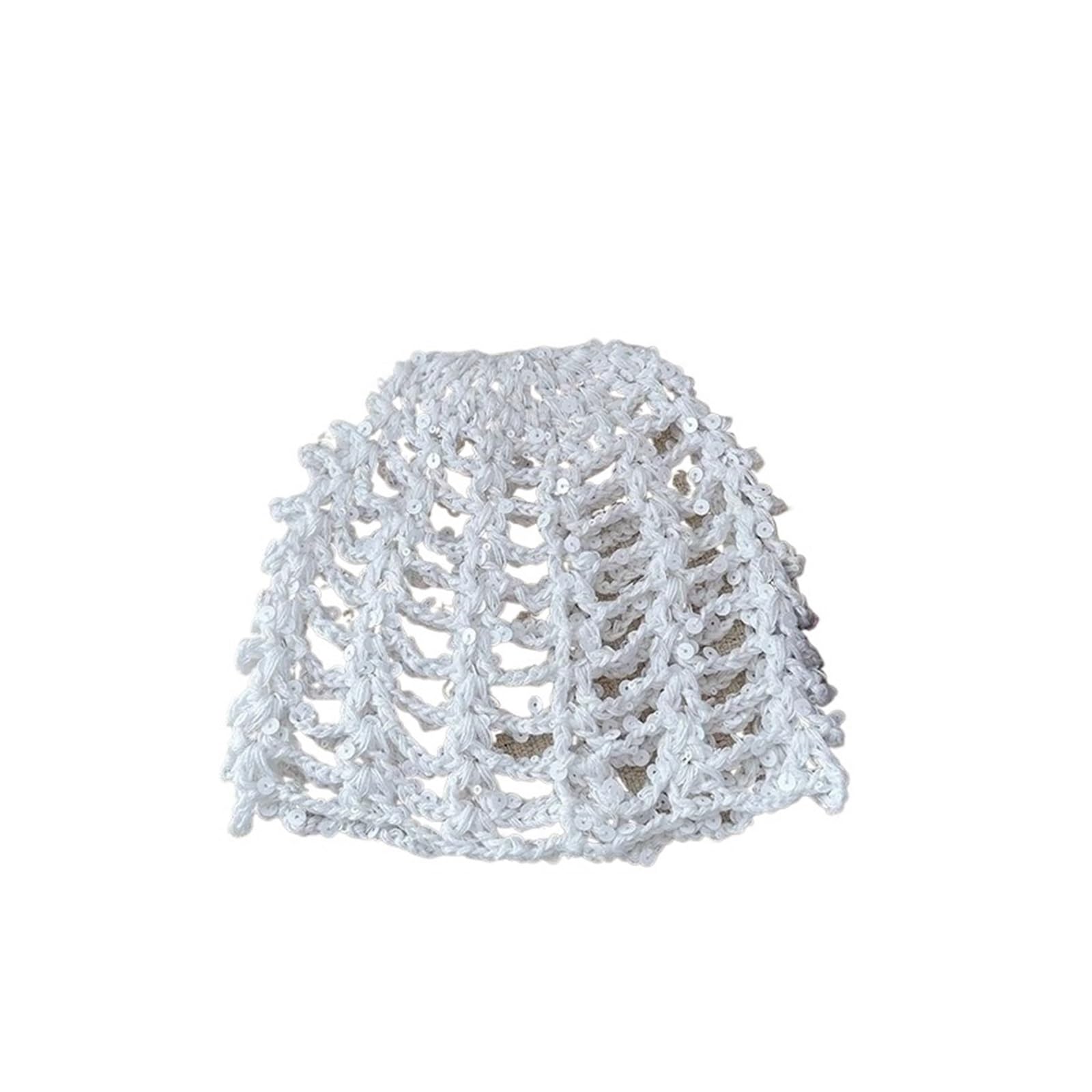 SommermüTze Damen Niche Fashion Cut-Out handgemachte Pailletten Häkelpullover Hut Frühling und Sommer Straße atmungsaktive einfache vielseitige Beanie Caps