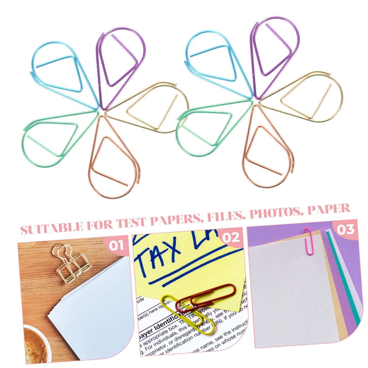 Gadpiparty 3 Set Graffette Metalliche Coloratper Documenti Design E Carino Per Ufficio E Scuola Pratiche E Resistenti 100 Pezzi * 3